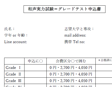 作曲科・楽理科指揮科・和声実力試験=グレードテストを実施します♬